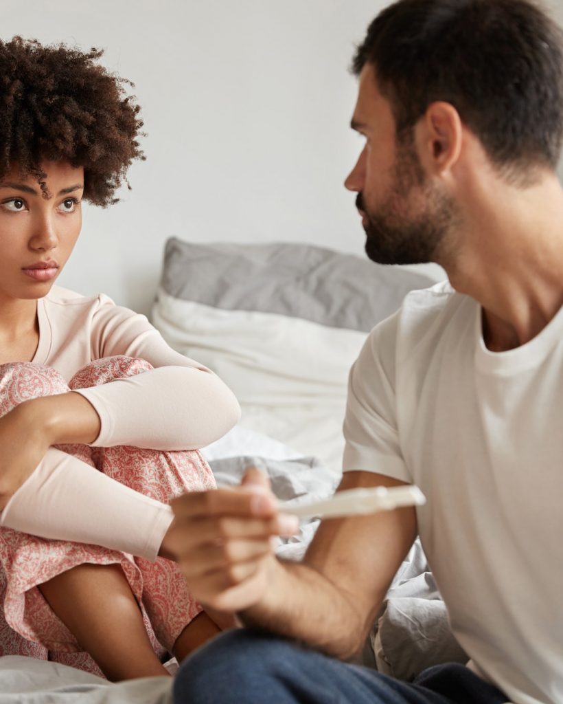 Frustared dark skinned woman cant get pregnant, try to solve infertility problem together with husba